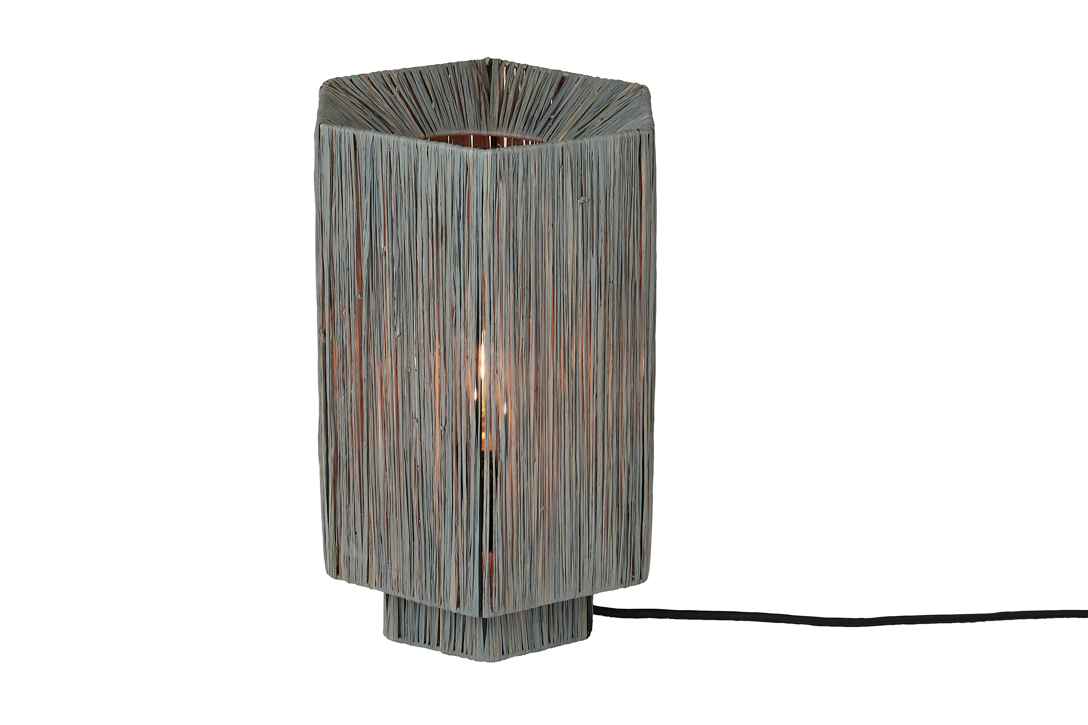 Good&Mojo Tischleuchte Bast Panama rund/achteckig grau, L